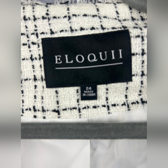 Eloquii Tweed Wrap Jacket Raw Hem Draped Woman Blazer Size 24 - Picture 4 of 11